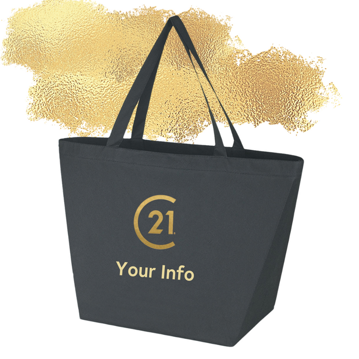 Julian Metallic Gold Logo Tote - Your Logo - FREE SHIPPING