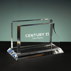 Glass Business Card Holder Award - Personalized