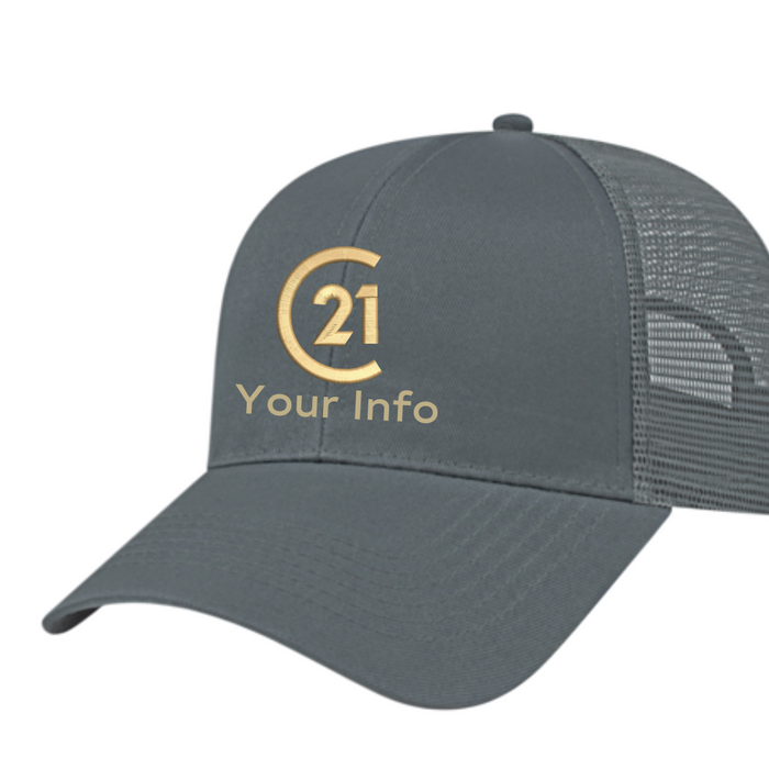 Grey Embroidered Trucker Cap - Your Name/Logo