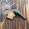 Bamboo & Metal House Keychain - Personalized