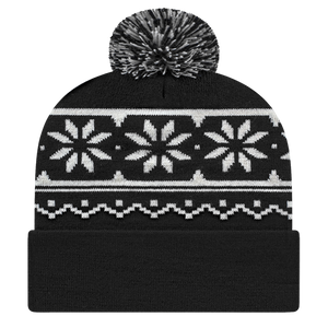 Snowflake Knit Cap with Cuff - Personalized Embroidery