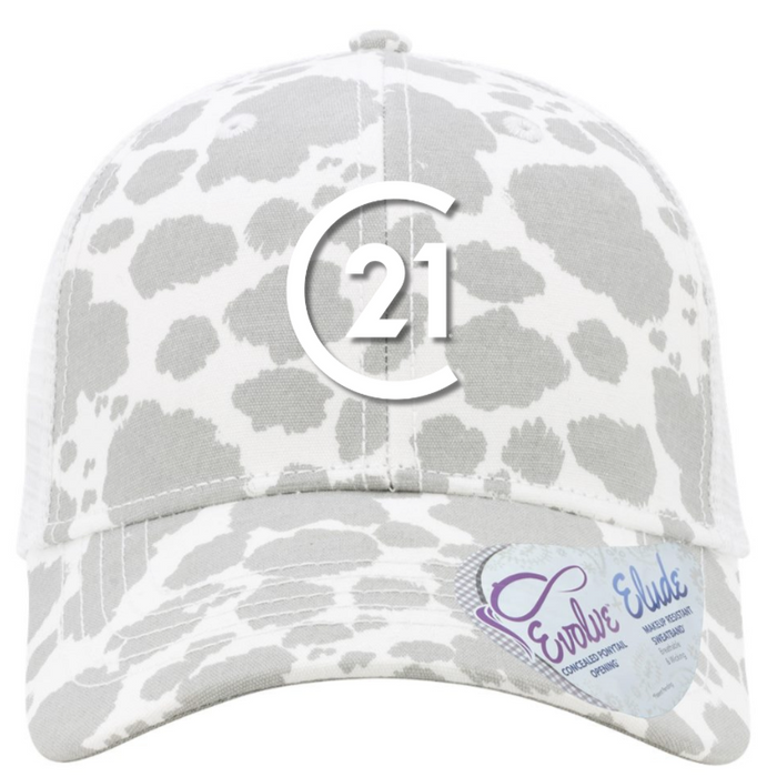 Infinity Her White/Grey Cow Pattern Cap