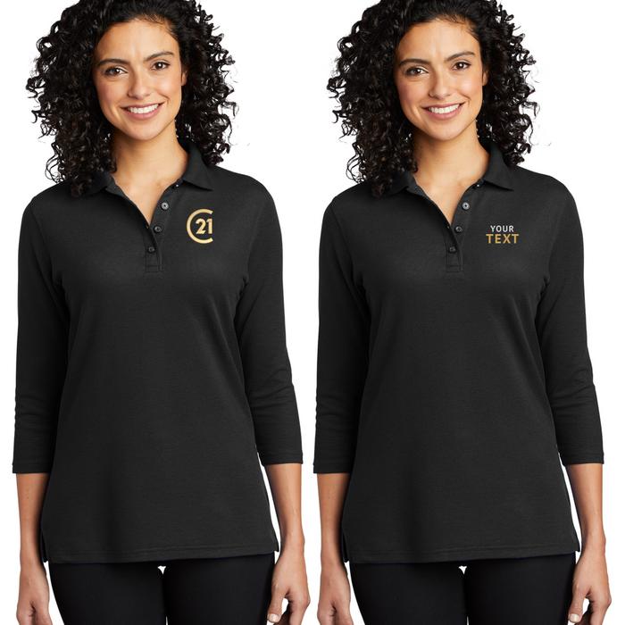 3/4 Sleeve Ladies Silk Touch Polo - Your Logo Embroidery