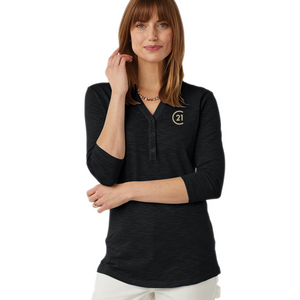 C21 Henley 3/4 Sleeve Tee - Black