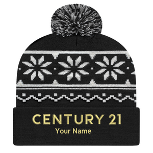 Snowflake Knit Cap with Cuff - Personalized Embroidery