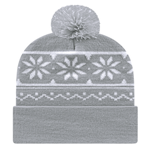 Snowflake Knit Cap with Cuff - Personalized Embroidery