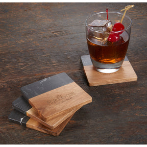 DBA Black Marble and Wood Coaster Set (4 Coasters) - Century 21 Promo Shop USA