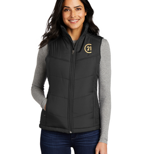 Black Ladies Quilted Vest - Your Logo/Embroidery